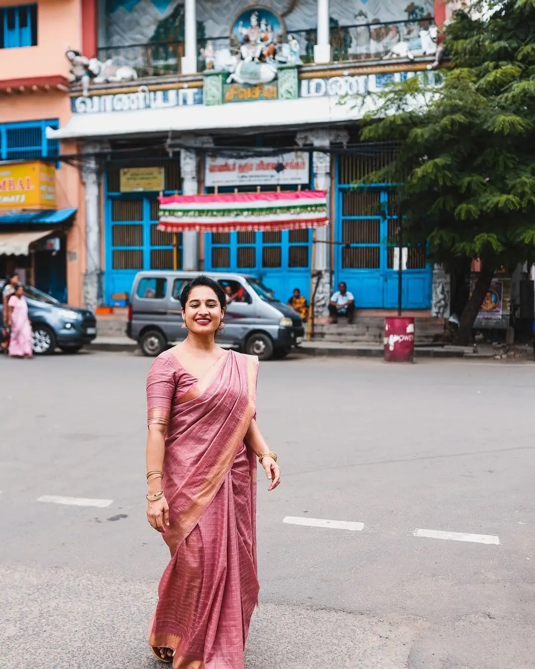 Pooja Ramachandran In Traditional Pink Saree